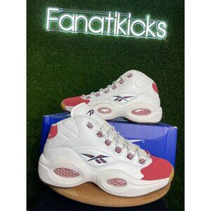 Reebok Iverson Question Mid Mens Size 10 Sneakers White Vintage Red Shoe IG2653
